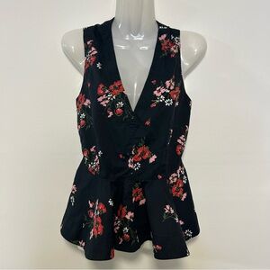 ◾️Rebecca Taylor Floral Peplum 100% Cotton Top